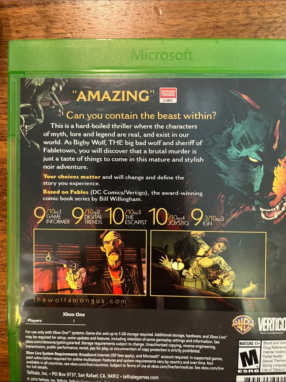 Microsoft Xbox One The Wolf Among Us: A Telltale Game Series CIB